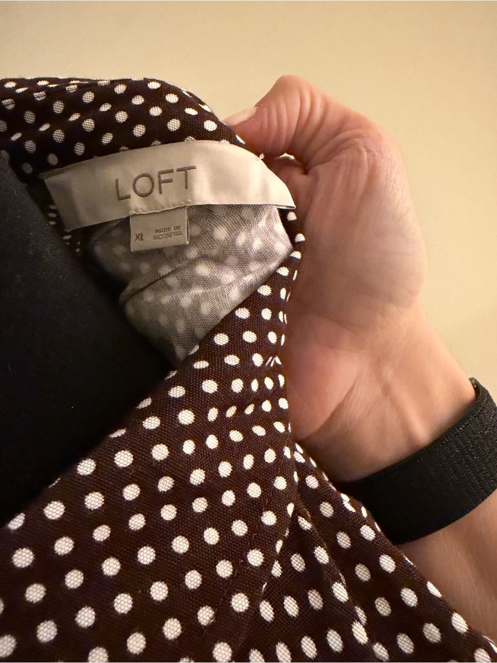 LOFT Brown Pindot Pleated Midi Shirtdress - Picture 4 of 4
